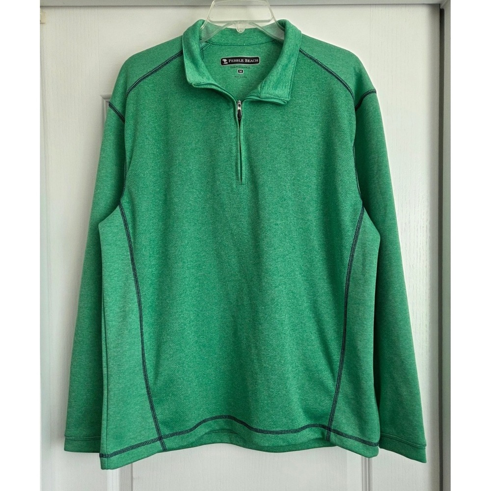 Pebble Beach Performance Golf‎ Quarter Zip Green Pullover Mens Sz M Activewear
